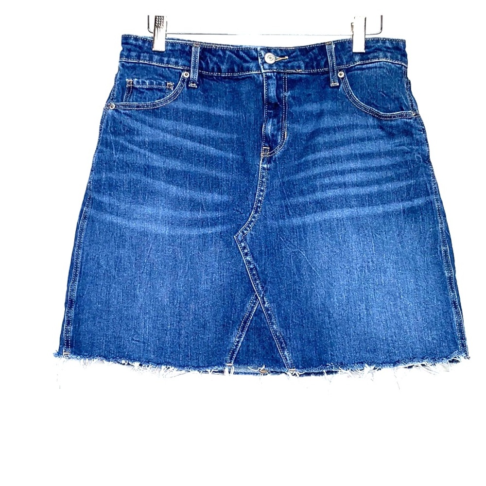 OLD NAVY • Classic Blue Denim Raw Hem Skirt